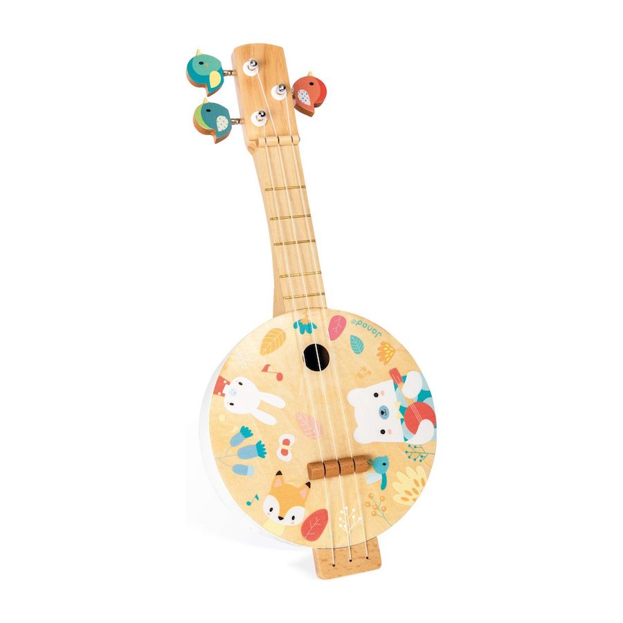 Modèle Miniature De Banjo En Bois Basswood - Accessoire Maison De Poupée, Décoration Ou Cadeau - Avec Support Et Boîte