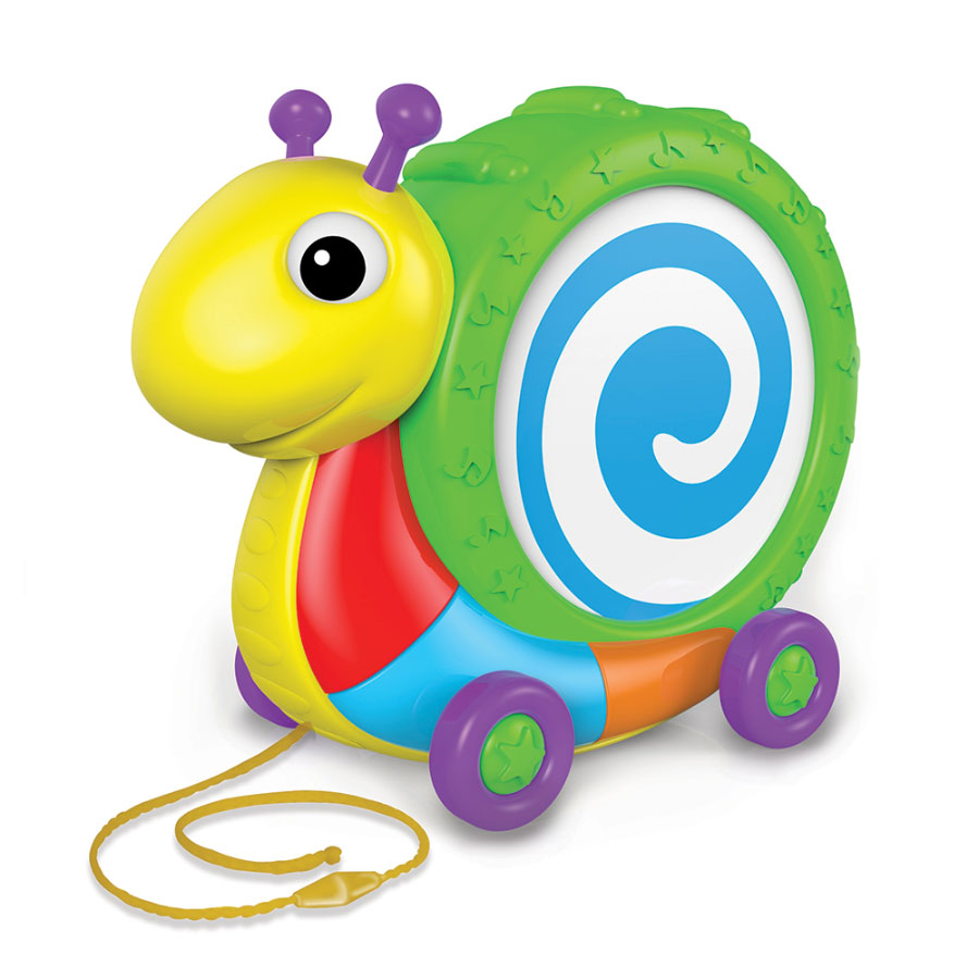 Pull Along Snail Drum Fat Brain Toys