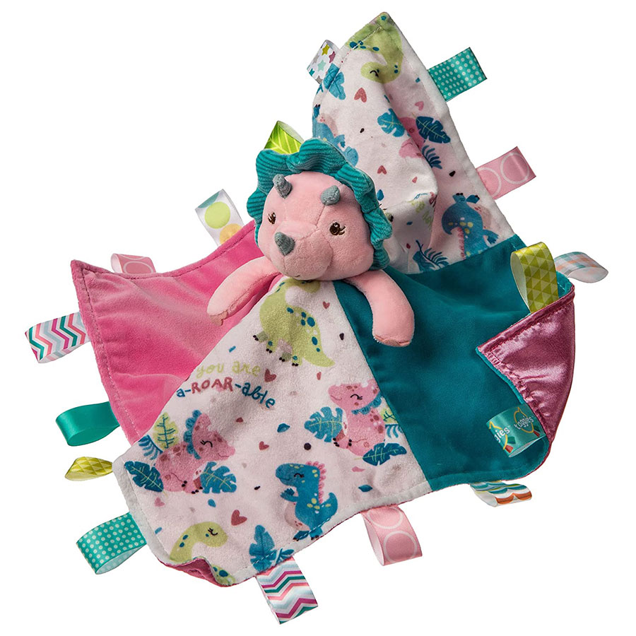 Taggies Aroar-a-Saurus Libro Morbido In Tessuto Per Bebè: Con Etichette, Carta Stropicciata, Sonaglio E Velcro – 15x15 Cm – Stimolazione Sensoriale - 4