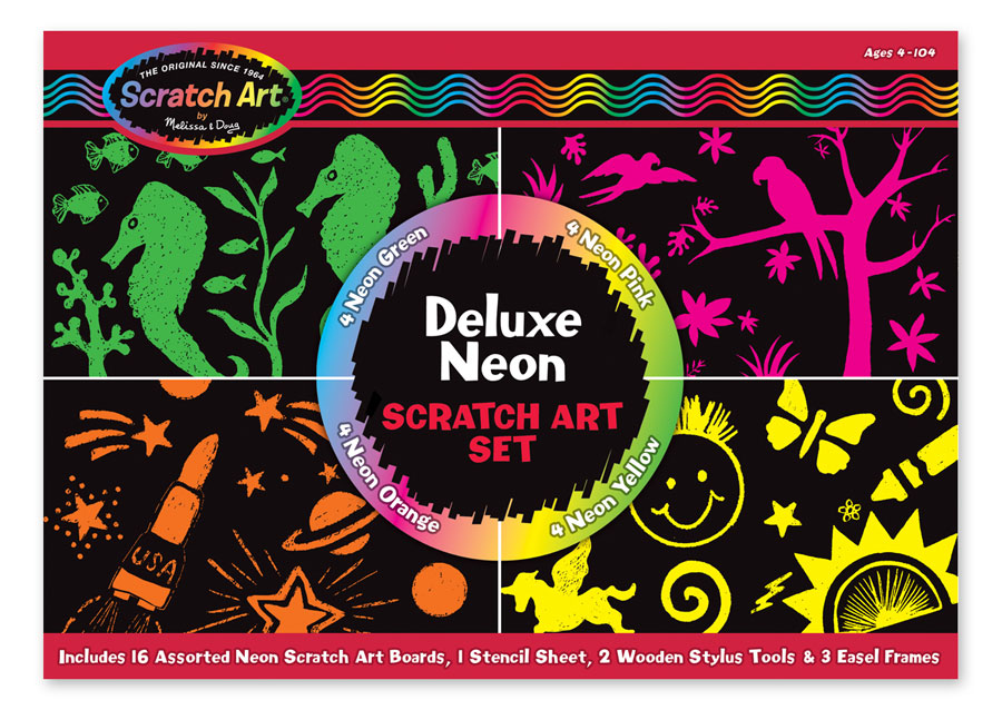 Deluxe Neon Scratch Art Set Fat Brain Toys