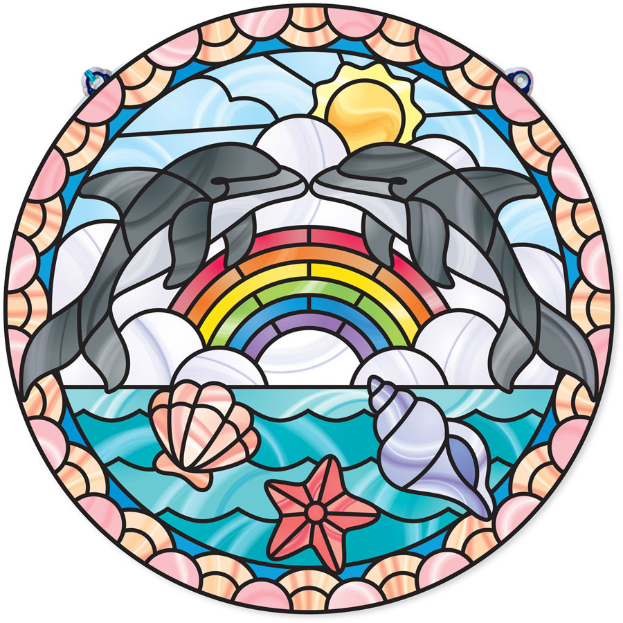 Stained Glass - Dolphins - - Fat Brain Toys