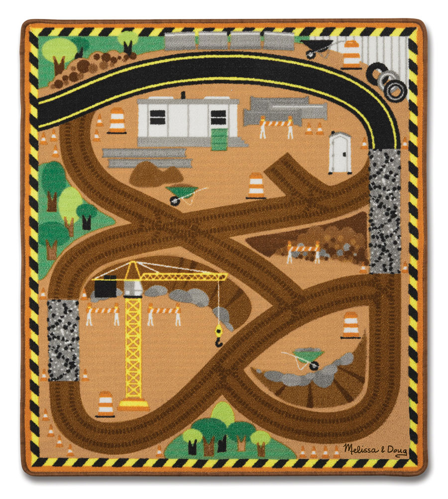 Round the Site Construction Truck Rug - - Fat Brain Toys