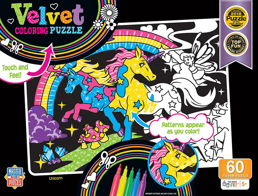 Velvet Coloring Puzzle Unicorn Fat Brain Toys