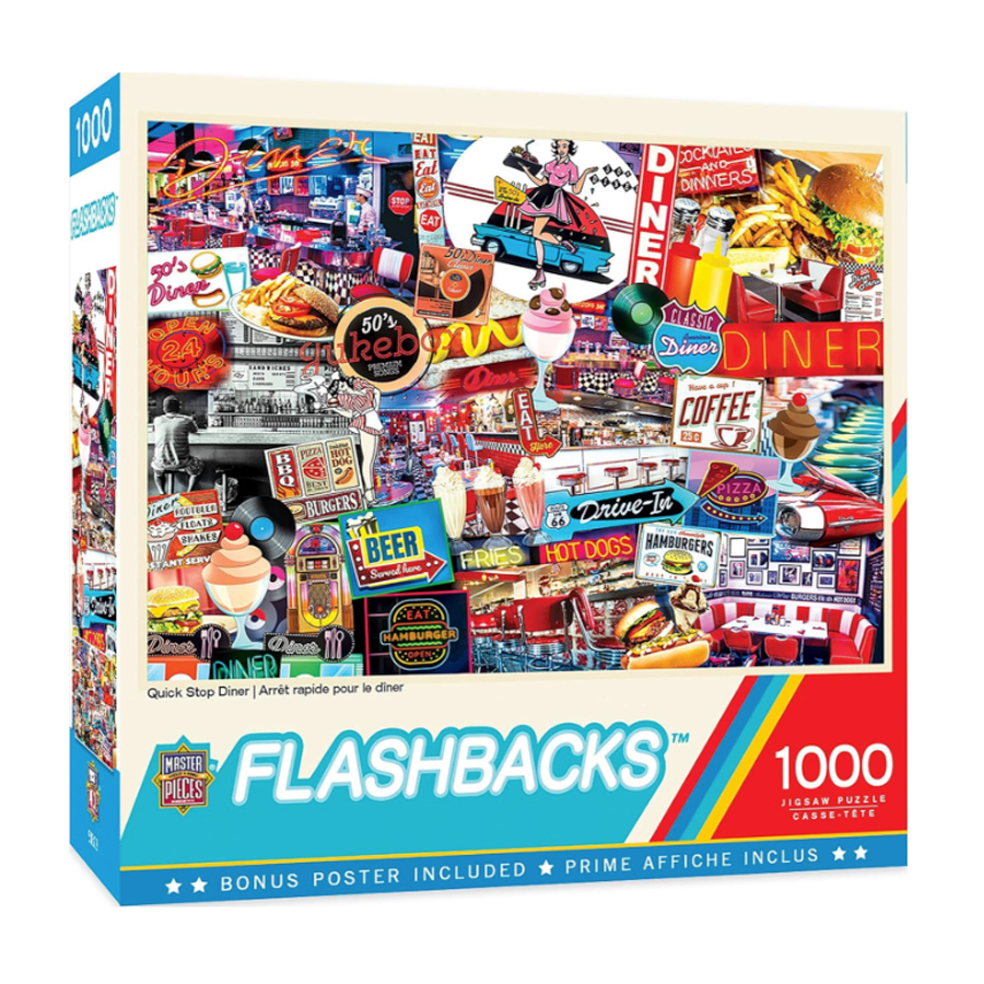 Flashbacks Quick Stop Diner 1000pc Puzzle Fat Brain Toys