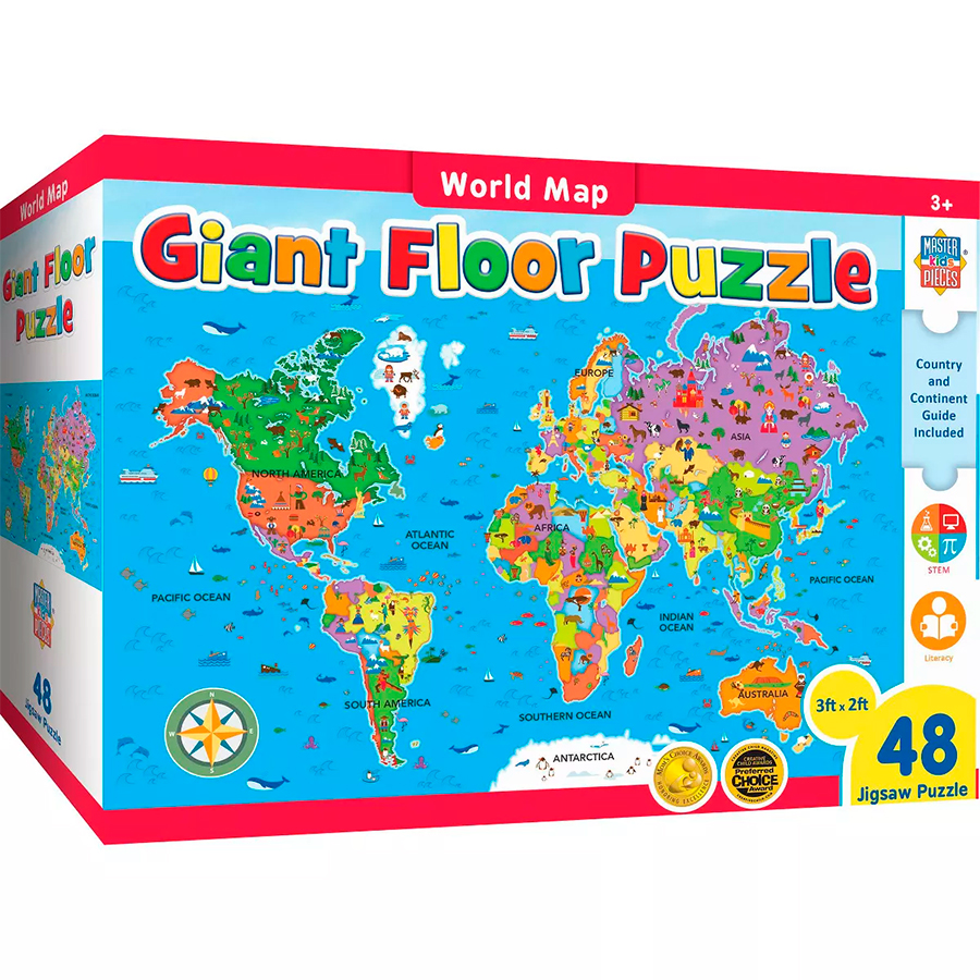 World Map Giant Floor Puzzle - 48 pc - Best for Ages 3 to 6