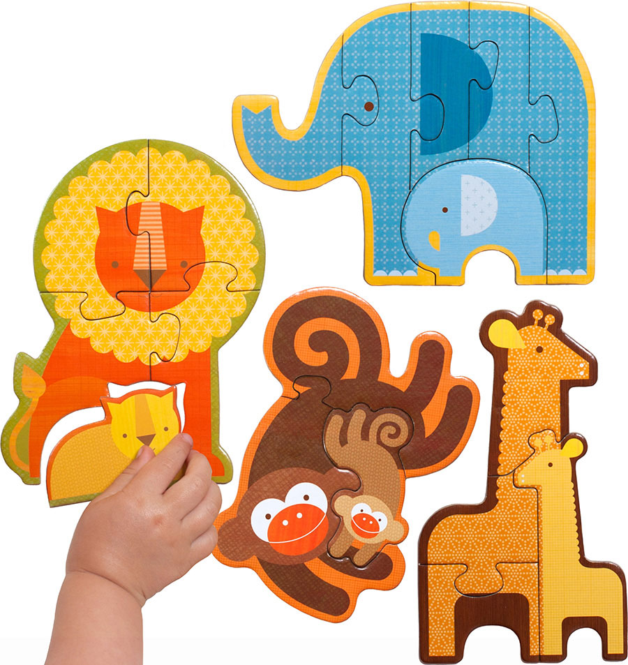 Petit Collage Beginner Puzzle For Kids, Forest Babies – Includes 4 Mini Puzzles (3-5 Pieces Each) – Cute Animal Puzzles For Ages 2+ – Makes A Great Gift Idea