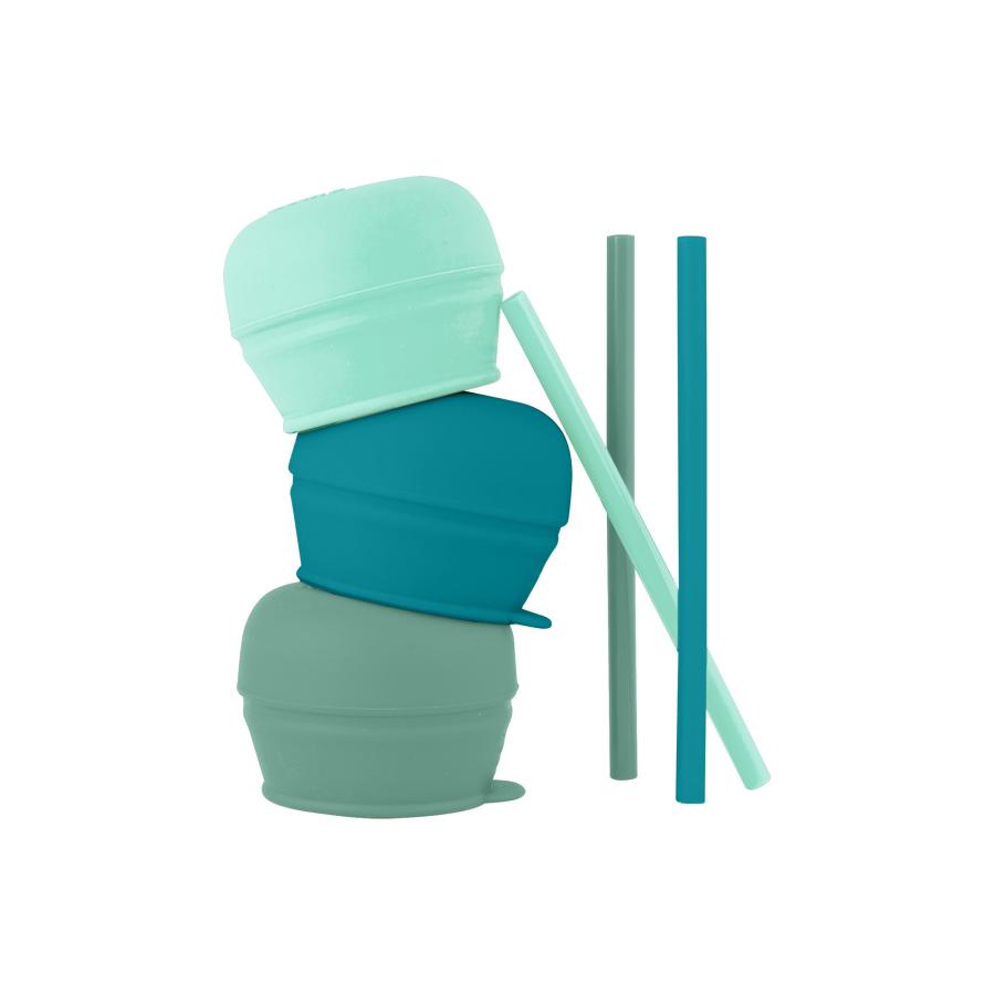 Silicone cup lids blue/green