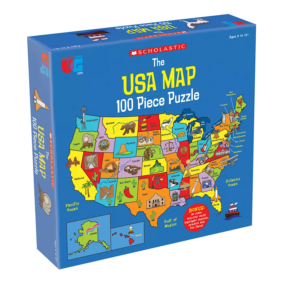 Scholastic Map of the USA 100pc Puzzle - - Fat Brain Toys