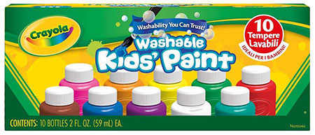 10 ct. 2 oz. Bottles - Assorted Color Washable Kid's Paint