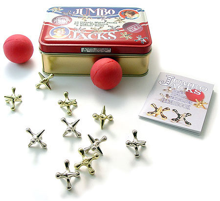 Classic Fun Toy Game with 16 Metal Jacks & 2 Red Rubber Balls 