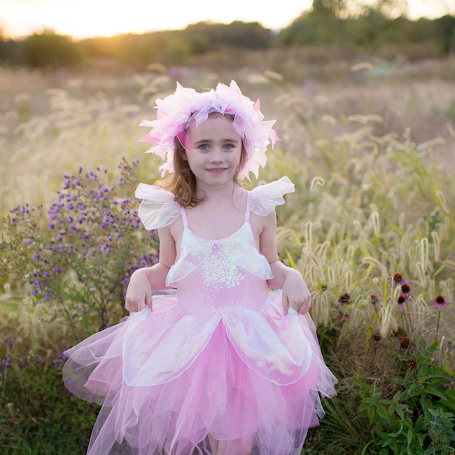 Iridescent Fairy Dress with Halo - Size 5-6 - - Fat Brain Toys