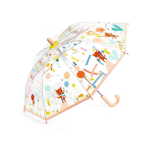 Babyhug Free Size Umbrella with Cat Print - Red