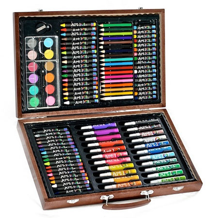 Art101 78-piece Creative Colorable Art Set in a Wooden Case for