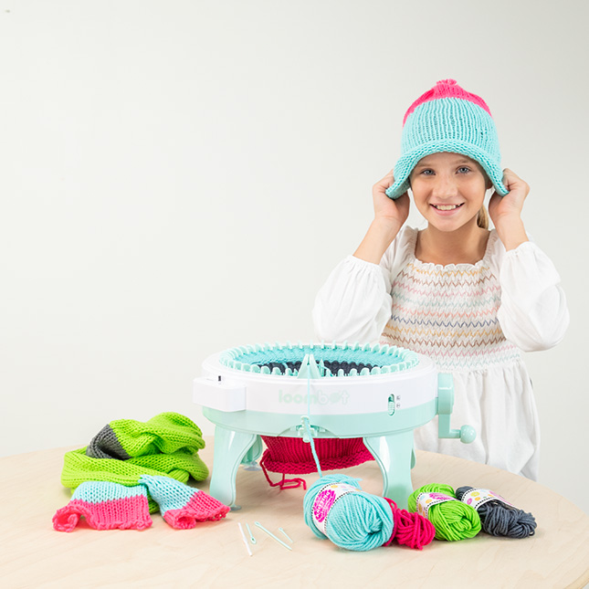 What will you create with LoomBot? Knit like a pro with the simple turn of  a crank! Hats, scarves, purses, sweaters, and more What used to take, By Fat Brain Toys