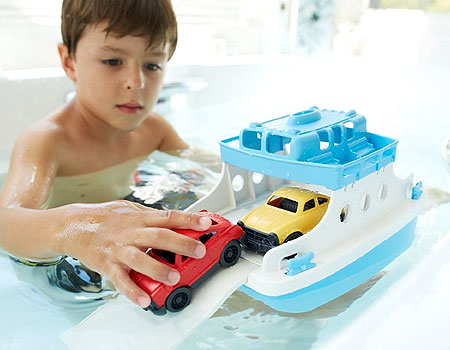 green toy boat