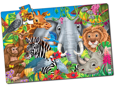 Puzzle Doubles Fun Facts - Animals of the World - - Fat Brain Toys