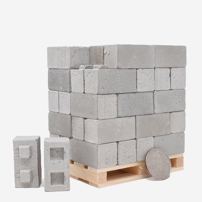 Mini Materials 1:12 Scale Half Cinder Blocks, 15-Pack