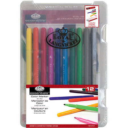 Set of 12 double-sided markers in different colors in an organizer, Toys \  Creative toys