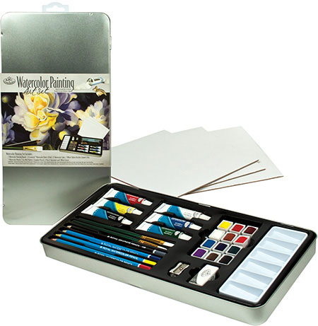 Watercolor Painting Tin - 30 piece Art Set - - Fat Brain Toys
