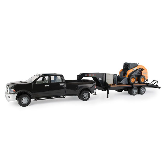 1/16 Big Farm Case CE Ram 3500 Truck Trailer and Case IH Skid Steer Set