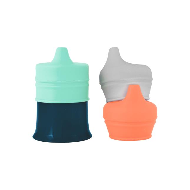 Boon SNUG Stretchy Silicone Lids For Babies From 9 Months , Blue