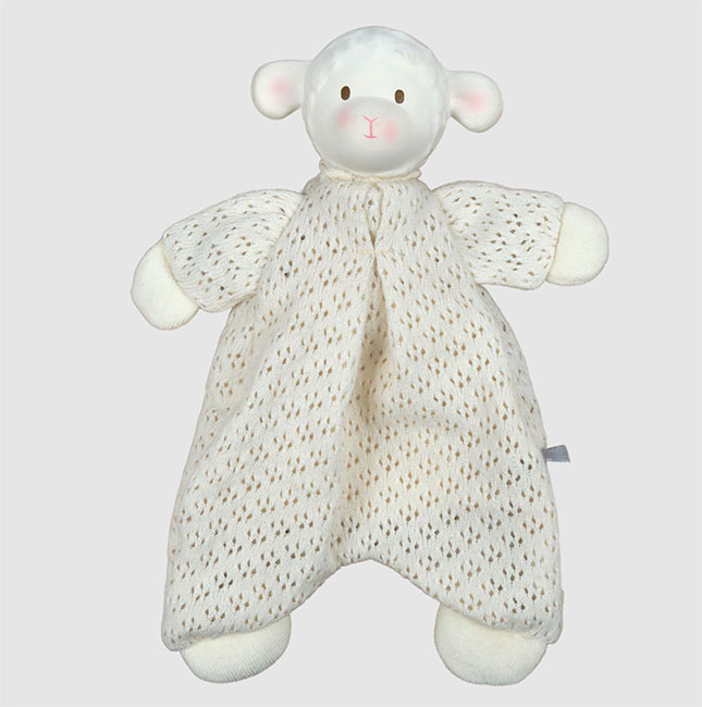 Bahbah the Lamb Baby Lovey with Natural Rubber Teether Head