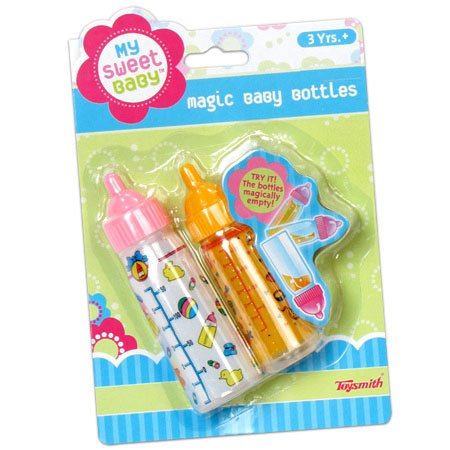 Toysmith - Large Magic Baby Bottle, 4.75, Milk & Orange Juice