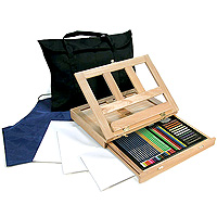 Drawing Art Set + Easel and Storage Bag - 46 pieces