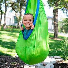 Fat Brain Toys Hanging Fabric Swing - Green/Blue - Sky Nook - Green/Blue Active Play for Ages 3 to 8