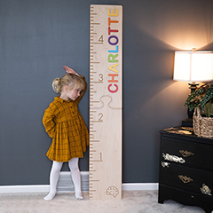 Luxury Solid Wood Children's Personalised Wooden Height Growth Chart Ruler 
