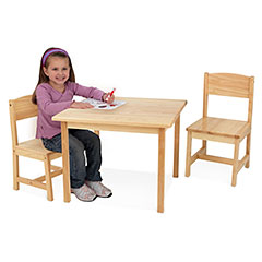 KidKraft Aspen Table & Two Chair Set - Natural - - Fat Brain Toys
