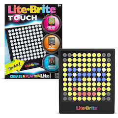 It's art with light! This timeless classic is back with more fun than ever!  Includes a removable storage tray and a ton of different-shaped pegs. Lite- Brite 