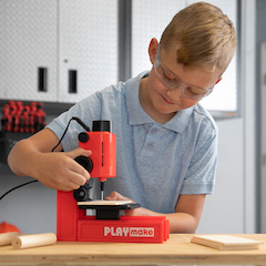 PLAYmake 4 in 1 Child-Safe Wood Workshop Cuts Through Soft Wood with No Risk of Injury World’s Only Kid-Friendly Working Jigsaw Secure Base to Any Building Plate 